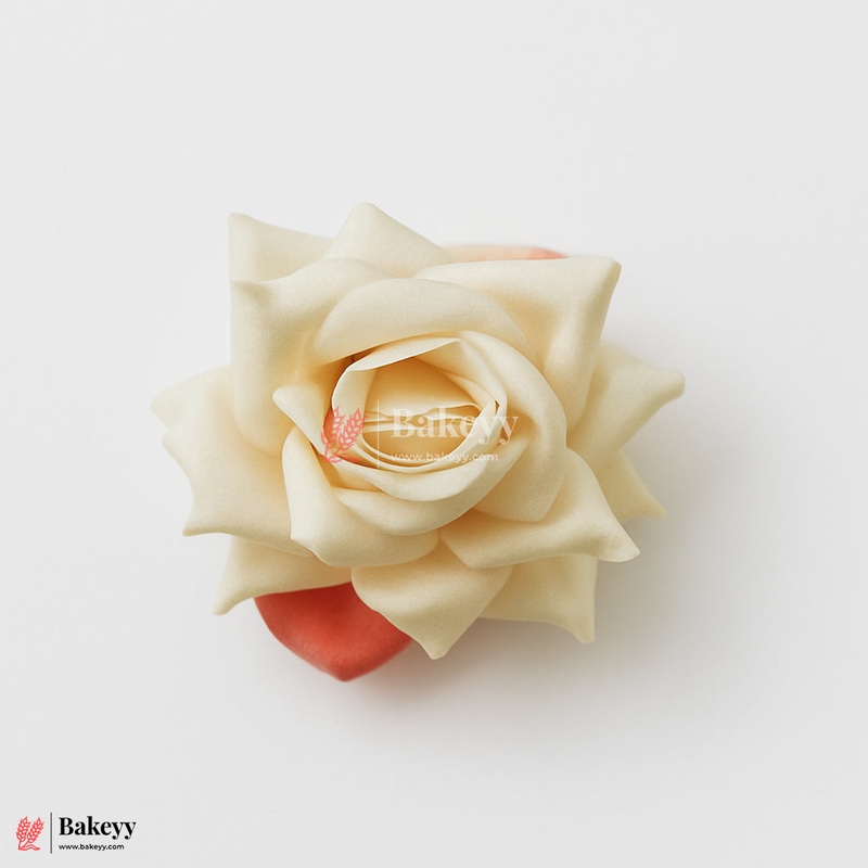 6cm Artificial Roses Flower | Cream | With Out Stump | Pack of 10