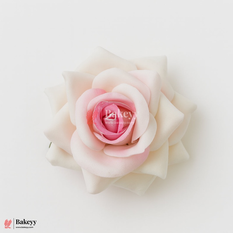6cm Artificial Roses Flower |Soft White With a Light Pink Gradient | With Out Stump | Pack of 10