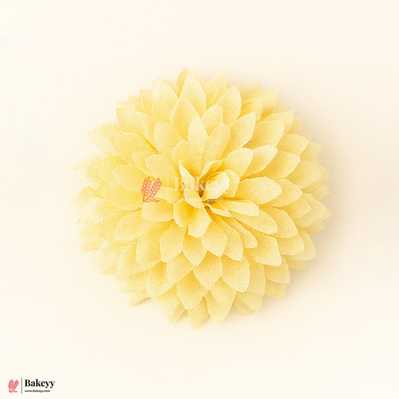 8cm Artificial Butter Yellow Dahlia Flower  | With Out Stem |Pack of 10