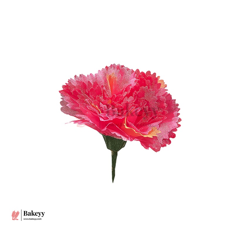 8cm Lorvox Carnation Pink & Yellow Flower | With Out Stump |Pack of 10