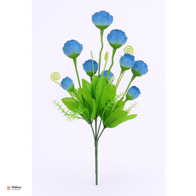 Artificial Blue Rose  Bouquet  35cm | Artificial Rose Bud Bunch  10 Heads