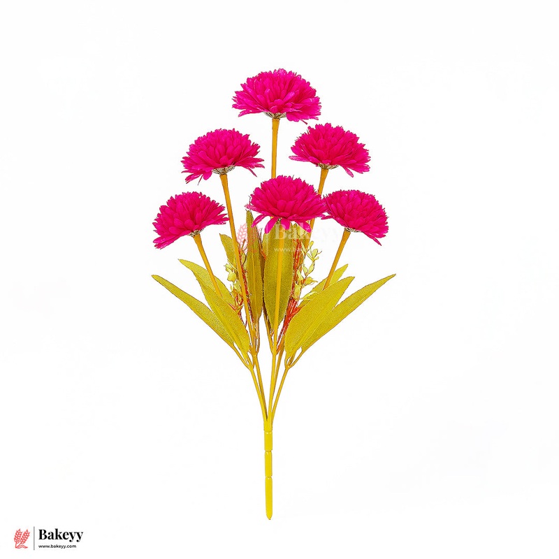 Artificial Chrysanthemum Flower Bunch  37cm |Dark Pink | Decorative Stick for Home & Events | Pack Of 1