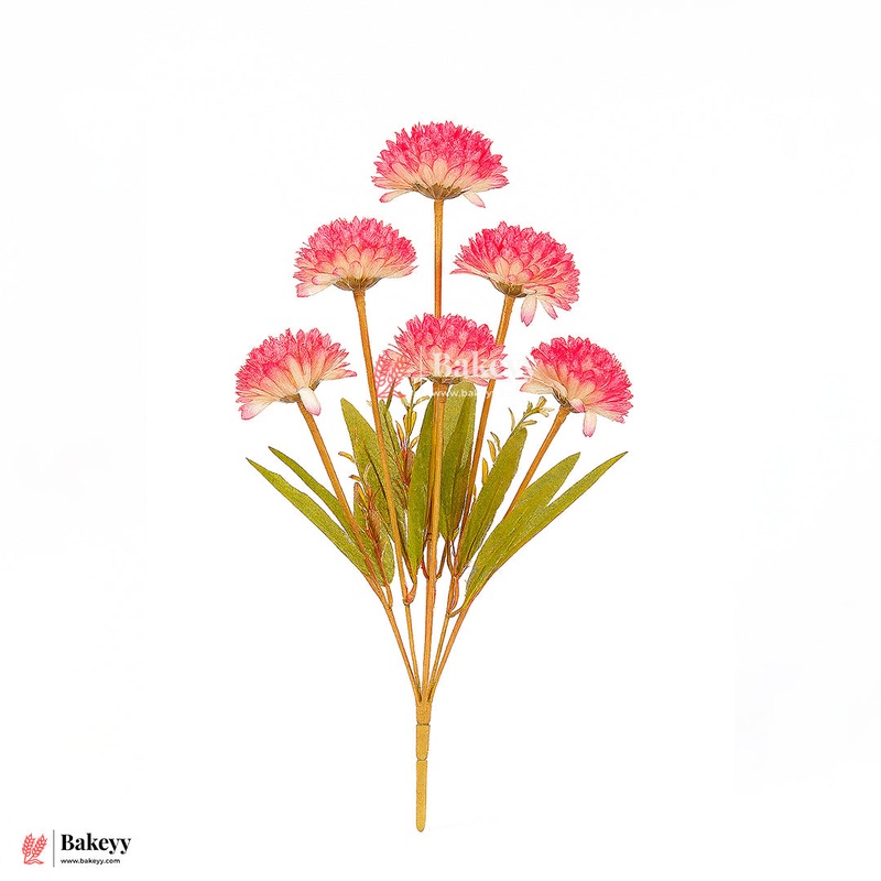 Artificial Chrysanthemum Flower Bunch  37cm |Peach Pink With Cream Tips | Decorative Stick for Home & Events | Pack Of 1