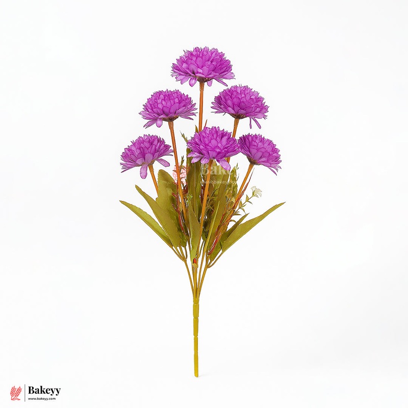 Artificial Chrysanthemum Flower Bunch  37cm |Purple | Decorative Stick for Home & Events | Pack Of 1
