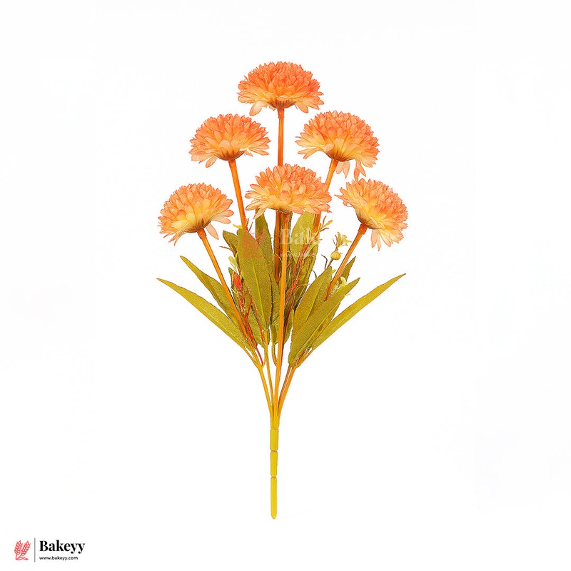 Artificial Chrysanthemum Flower Bunch  37cm |Soft Peach And Coral Orange | Decorative Stick for Home & Events | Pack Of 1 (Copy)