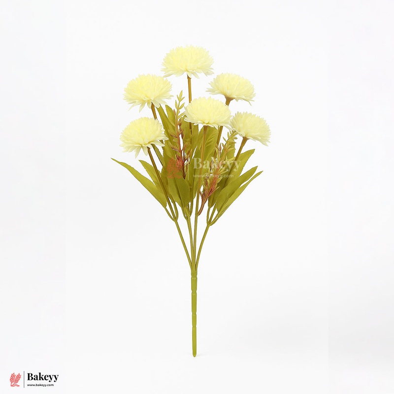 Artificial Chrysanthemum Flower Bunch  37cm | Yellow | Decorative Stick for Home & Events | Pack Of 1