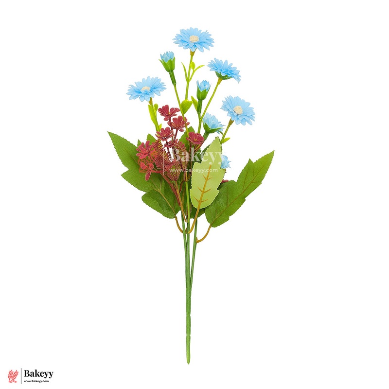 Artificial Daisies Flower Bunch  35cm | Light Blue | Decorative Stick for Home & Events | Pack Of 1