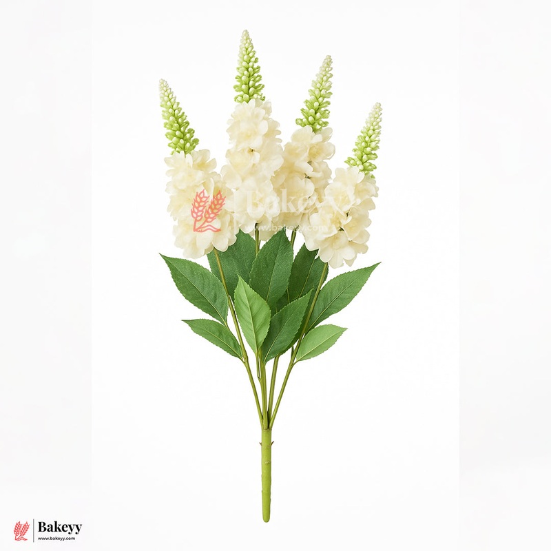 Artificial Delphinium Flower Bunch  60cm |  Light Cream | Decorative Stick for Home & Events | Pack Of 1