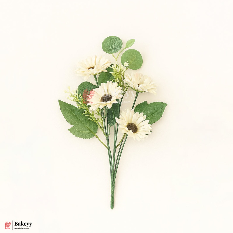 Artificial Gerbera Daisy Flower Bunch  42cm |  White | Decorative Stick for Home & Events | Pack Of 1