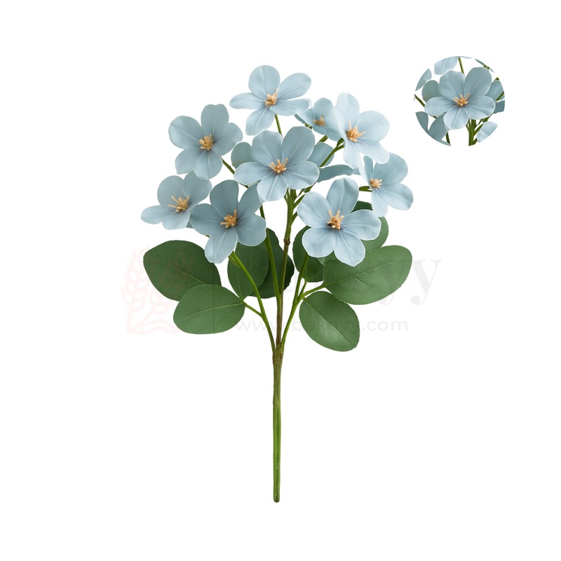 Artificial Light Blue Blossom Flower Bunch  28cm | Soft & Delicate Faux Floral Arrangement for Vase, Decor & Gifting | Pack of 1