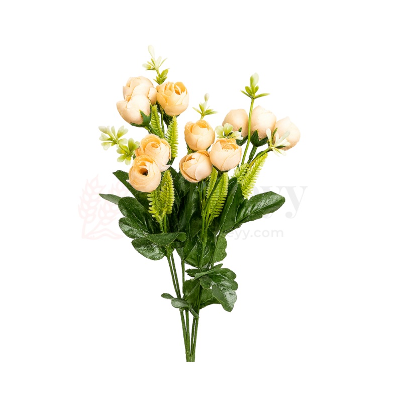 Artificial Peach Rose Flower Bouquet - 32cm | Elegant Faux Floral Bunch for Home Decor, Vase Styling & Events - Pack of 1