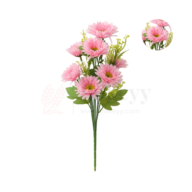 Artificial Pink Daisy Flower Bunch  48cm | Faux Floral Bouquet for Vase, Gifting & Home Decor | Pack of 1