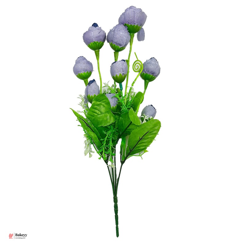 Artificial Purple Rose  Bouquet  35cm | Artificial Rose Bud Bunch  10 Heads