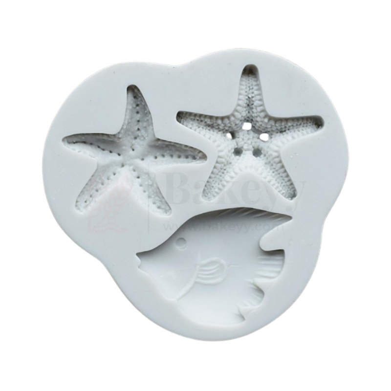 Starfish & Fish Shape Silicone Fondant Mould - 1 Piece