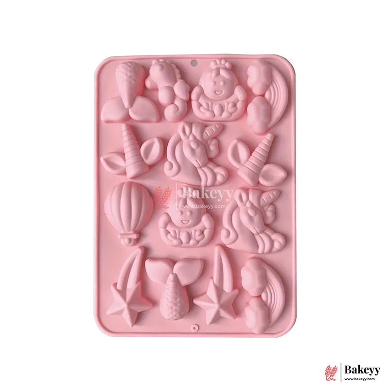 Unicorn & Mermaid Silicone Mold  | 3D Cartoon Fantasy Theme for Cake Decorating, Chocolate, Resin | 1 Piece