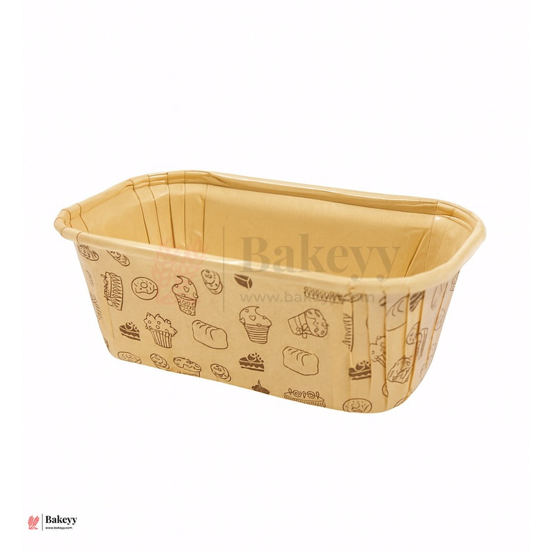 100 g | Bake and Serve Rectangle Mould | Cream Colour |  Paper Baking Mould | Pack of 50