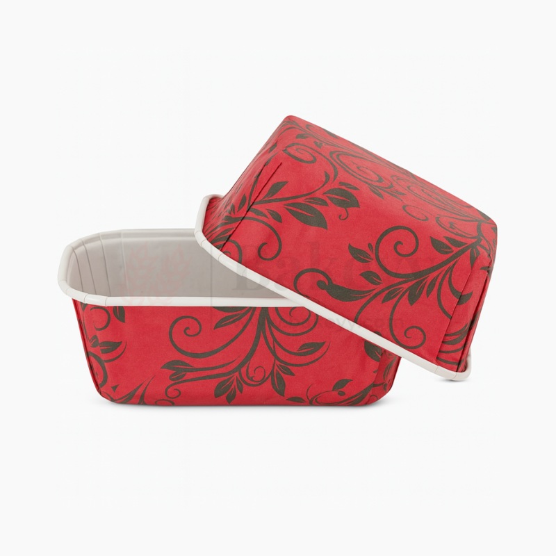 100g Bake and Serve Rectangle Mould | Red Floral Design Pack of 50