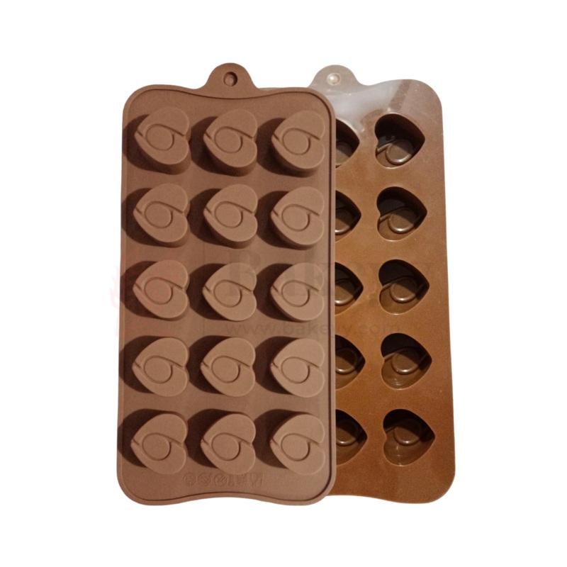 15-Cavity | Heart Swirl Silicone Chocolate Mould | Non-Stick Baking & Candy Making Tray | 1 Piece