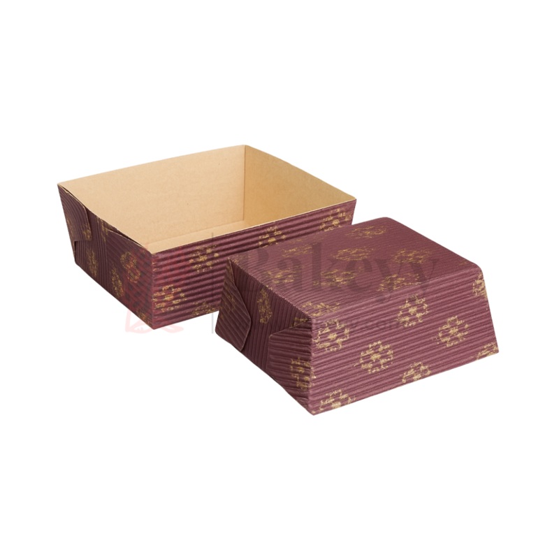 Brownie Bake N Serve Paper Trays | Pack of 50 | Floral Print Square Cups in Brown for Elegant Baking & Serving