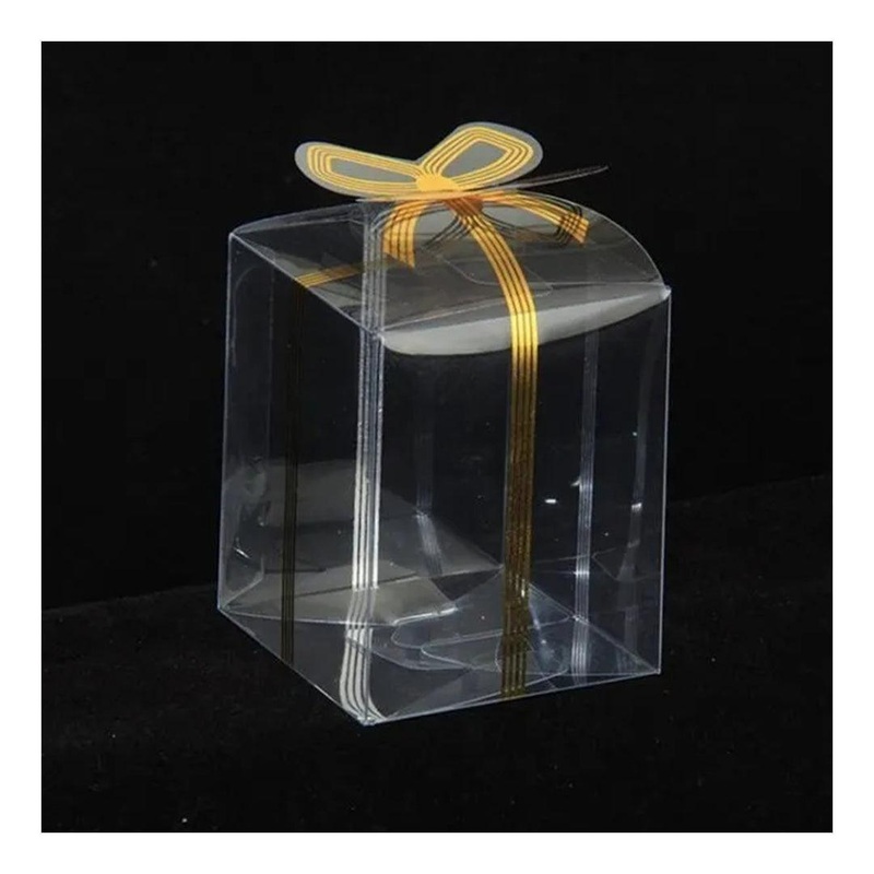 Gold Ribbon Design | PVC Chocolate Box | Gift Box | Goodie Box | Large | Pack of 10