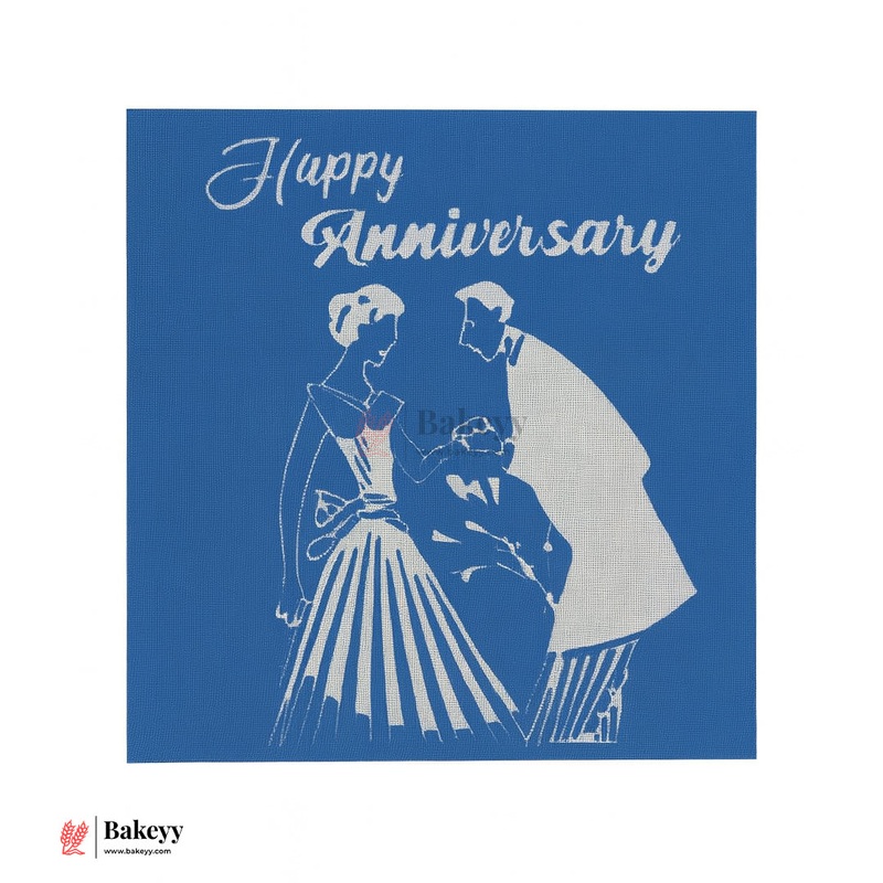 Happy Anniversary" Mesh Stencil  Vintage Couple Design | 13x11cm