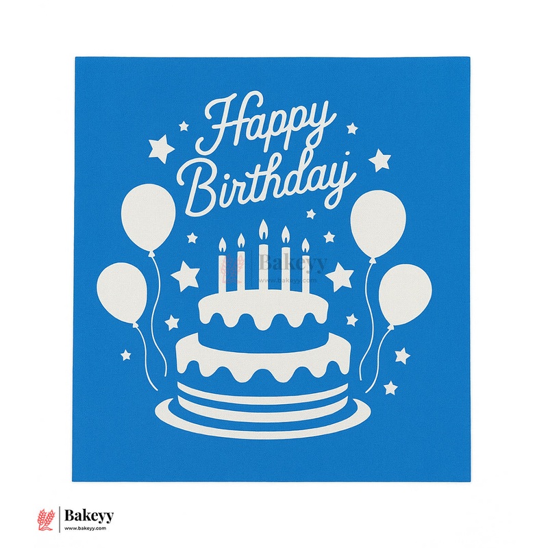 Happy Birthday Printed Mesh Stencil Sheet  Cake & Balloon Design | 13x11cm