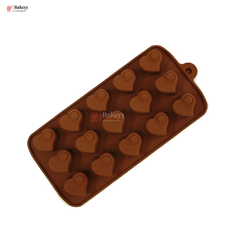 Silicone Spiral Heart Shape Chocolate Mould  15 Cavity Romantic Design Tray| 1 Piece