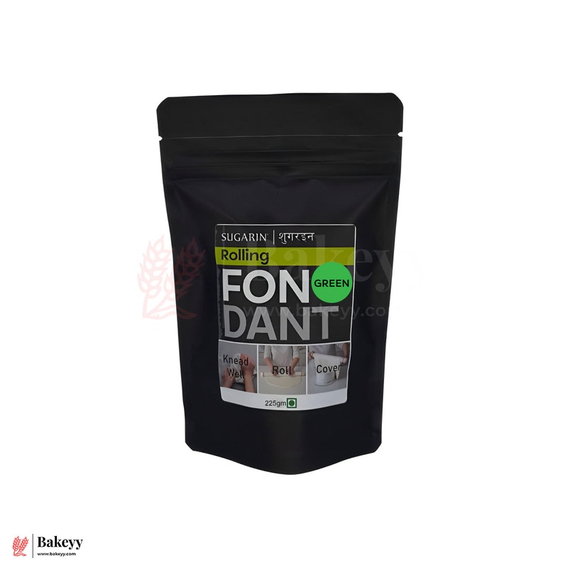 Sugarin Rolling Fondant  Green | 225gm | Ready-to-Use for Cake Covering & Decoration