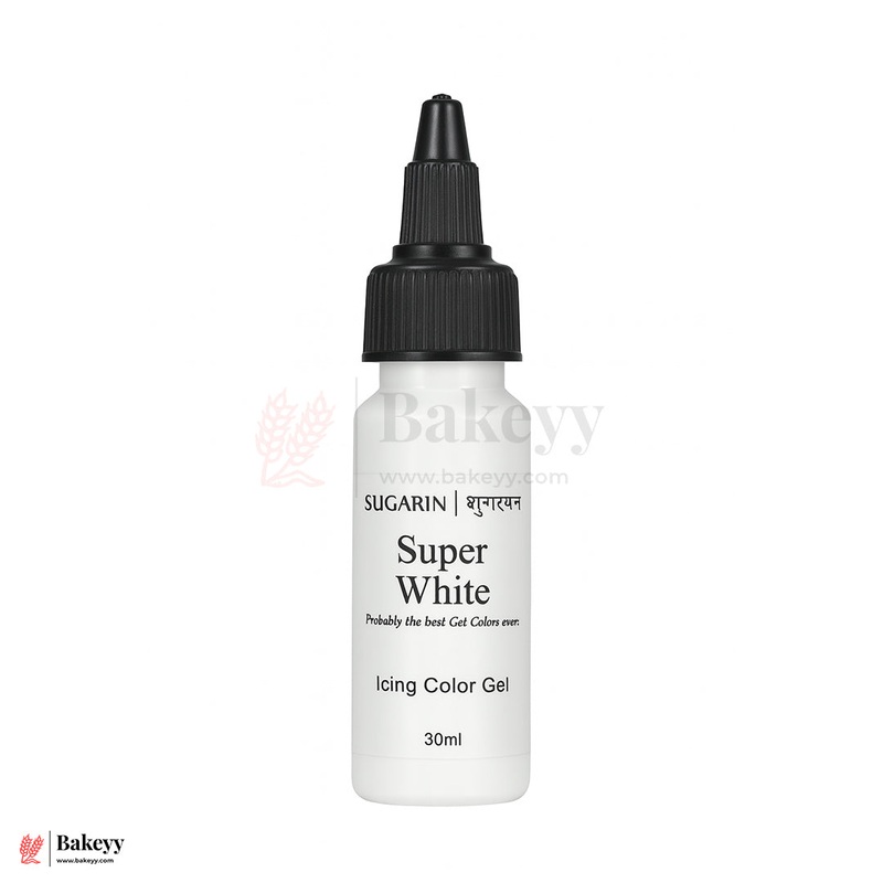 Sugarin Super White Icing Color Gel  30ml | Intense Red Gel Color for Cakes, Cupcakes & Desserts