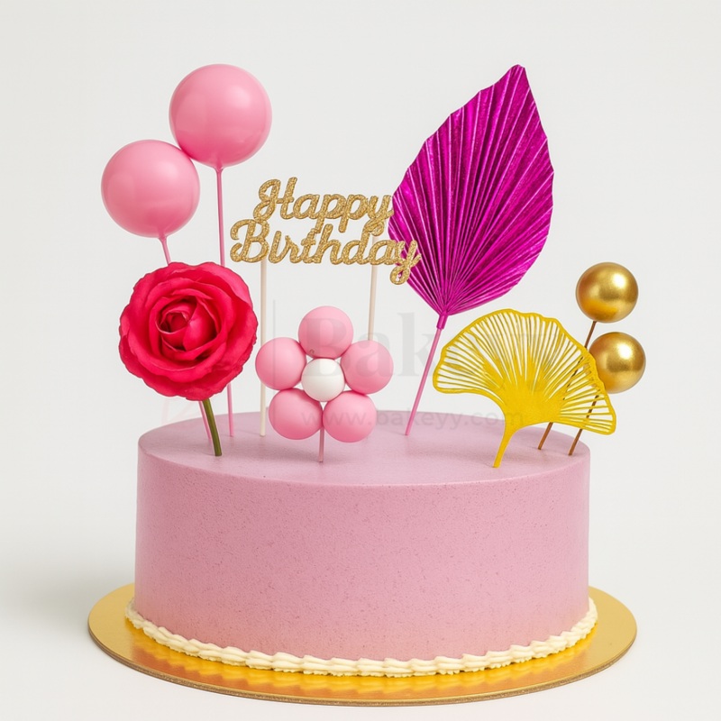 Surprise Balloon & Floral Theme Cake Topper Pack  Mixed Designs