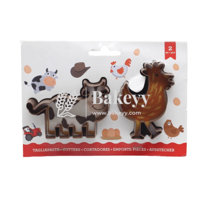 2 Pieces Cow and Hen Cookie Cutter| Farm Animals| Perfect for Cookies, Fondant, DIY Crafts