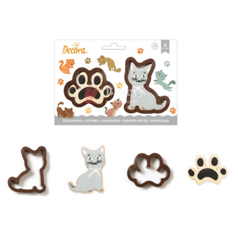 2 Pieces Paw and Cat Cookie Cutter| Animal Cookie Cutter| Perfect for Cookies, Fondant, DIY Crafts