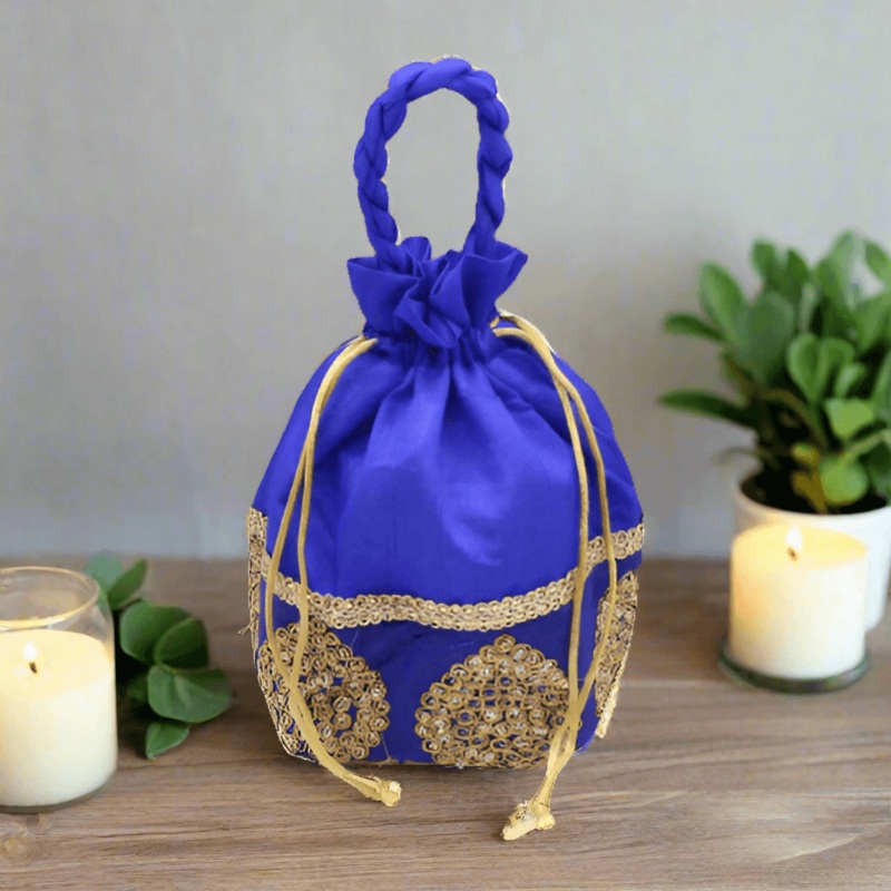 20x24 CM Design potli Bag  | Blue colour |  | Pack Of 10