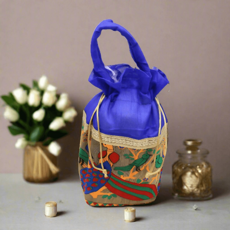 20x24 CM  Design Potli Bag  | Blue Printed | Pack Of 10
