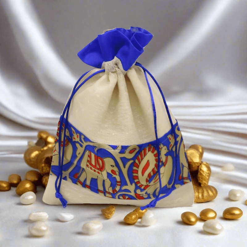 20x25 CM  Jute Design Potli Bag  | Multicolour | Pack Of 10