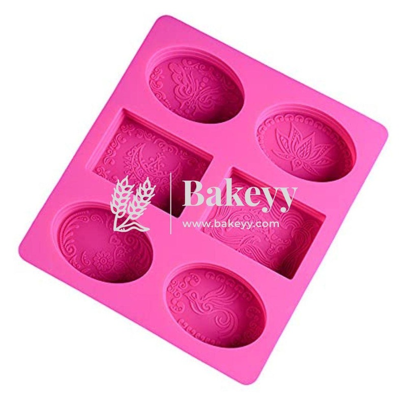 6 Cavity Rectangle Oval Designer Silicon Mold | Multipurpose Rectangle Silicone Molds