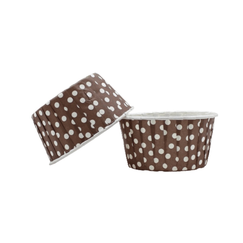 6240 Polka Dot Brown Muffin Cup | Curl Edge | Cupcake Liner |Extra Large | Pack of 100