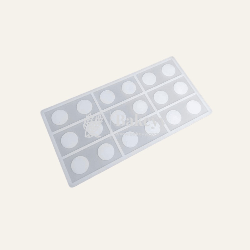 9 Cavity Rectangle with 2 Circle Design Chocolate Silicon Garnishing Mould