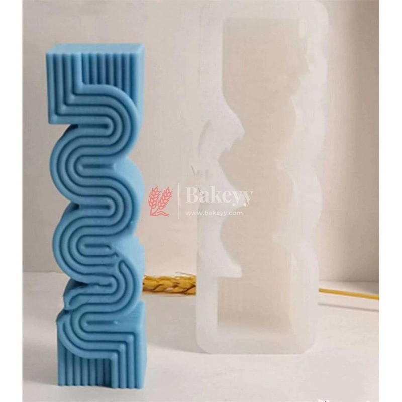 Geometric Wavy Stripe Shape Candle Silicone Mold | Cake Mould Fondant Decorating Cake