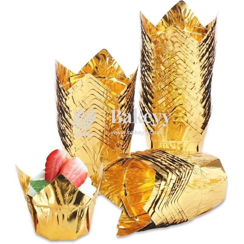 Gold Tulip Cup | Pack of 50 | Muffin Cup | Cupcake Liners