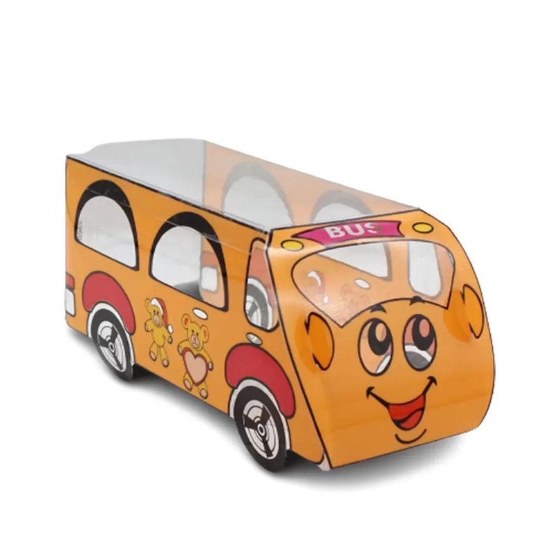Happy Wheels School Bus Treat Boxes | PVC Chocolate Box | Gift Box | Goodie Box | Mita - 250B01| Orange | Pack of 10
