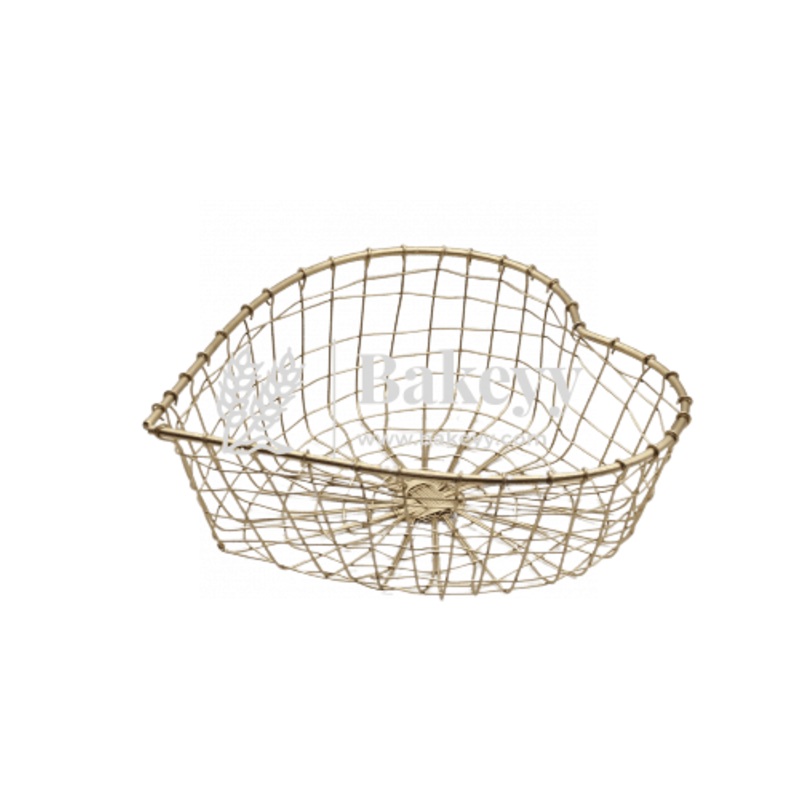 Heart Decorative Gold Metal Hamper Basket For Gifting Square | Large