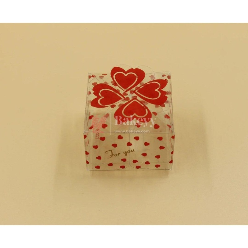 Heart-Themed Gift Boxes with "For You" Text | PVC Chocolate Box | Gift Box | Goodie Box | Kareena F - 223 | Pack of 10