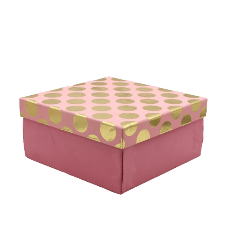 Printed Pink and Gold Hamper Gift Box | 7x7x4 Inch