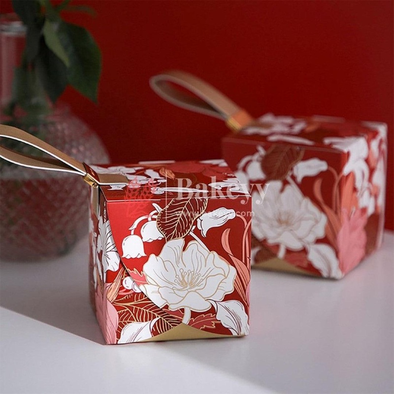 10 Pcs Wedding Cube Party Candy Boxes Bow Candy Box Berry Candy Box Flower Bead Candy Box Birthday Gift Box for Wedding Bridal Shower Birthday Party