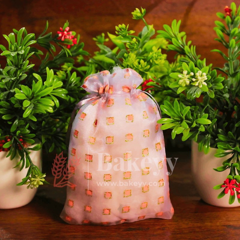 10x14 CM | Organza Potli Bags | Pack of 100 | Violet Color | Candy Bag