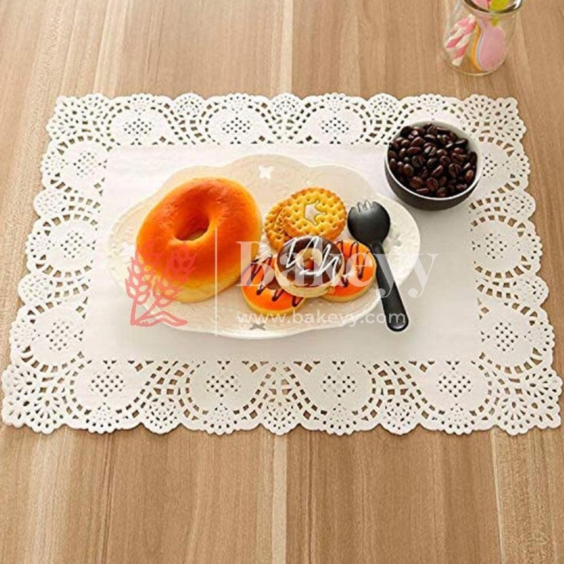 16x23 Cm Paper Rectangle Doilies Cake Liner Table Mats White | 100 Pieces