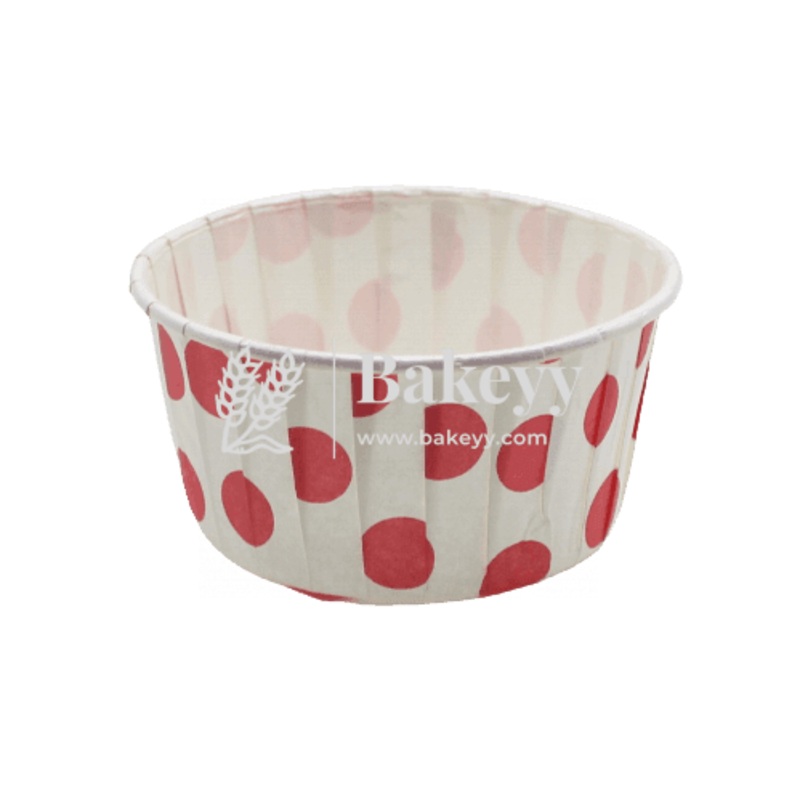 3830 Red Dotted Muffin Cup| Pack of 100 | Curl Edge | Cupcake Liner | Small