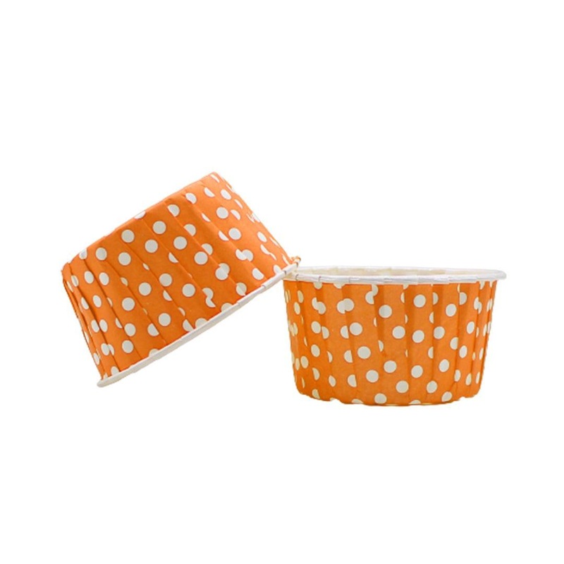 6240 Orange Polka Dotted Muffin Cup | Curl Edge | Cupcake Liner | Extra Large | Pack of 100