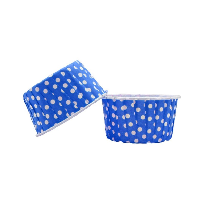 6240 Royal Blue Polka Dotted Muffin Cup | Curl Edge | Cupcake Liner | Extra Large | Pack of 100